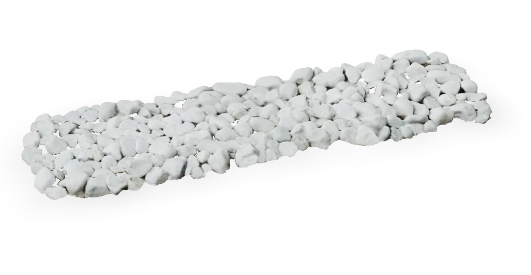 Escaneo 3D del lecho de piedras blancas de un quemador de gas